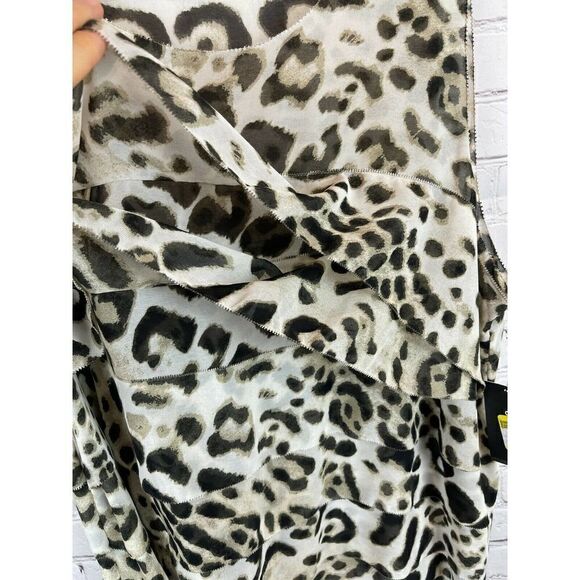 CHAUS animal leopard ruffles brown beige sleeveless top blouse XL NWT - Picture 4 of 9